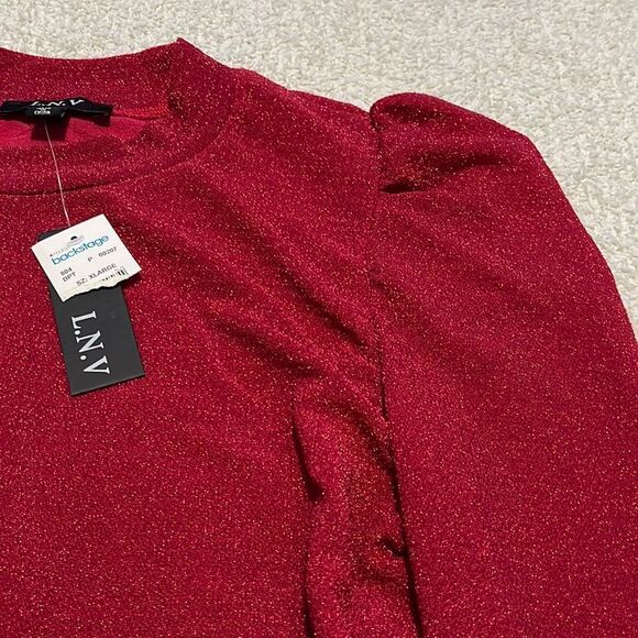 NWT- L.N.V. - XL. Red Metallic Top - Picture 4 of 8